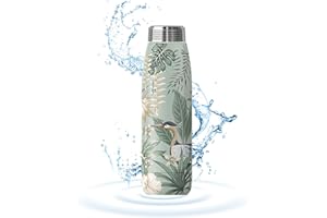 John Smith Hydrogen Alkaline Water Bottle 15oz, High pH Mineral Water Generator with Alpine Ore Filter, Insulated Stainless Steel Sports Bottle for Office Outdoor, Green
