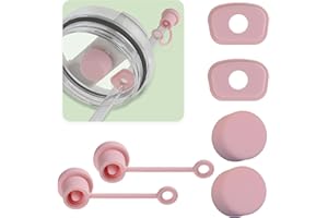 NEEPANDA 3 zestaw silikonowych korków odpornych na zalanie, pasuje do Stanley Tumbler 2.0 wersja 850 g, z 2 osłonami na słomkę, 2 okrągłe korki do wycieków, 2 kwadratowe korki do rozlania (różowe)