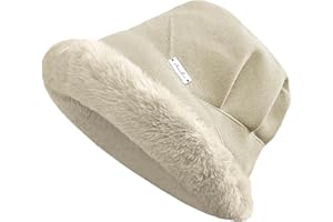 NLAND Cappello da Pescatore Peloso da Donna Invernale Fodera in Pile Caldo Bucket Hat in Pelliccia Sintetica Soffici Cappelli in Peluche Slouchy Berretto da Pescatore