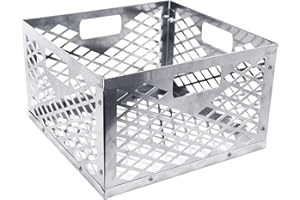 Eastuy Charcoal Basket For Oklahoma Joe, Stainless Steel Charcoal Firebox Basket, Silver Stainless Steel Charcoal Box Compatible With Most Offset Smoker Grills 30 0x20 Cm