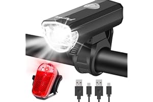 Popolic lumière vélo,LED Puissante USB Rechargeable Lumiere Velo Avant et Arriere,New 2 Modes 30/15 Lux Lampe Velo LED puissantes,IPX4 Étanche Lampe Velo pour VTT Course Cycliste Enfants
