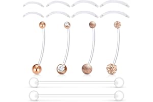 Mayhoop Piercing Ombligo Embarazo 14G Acrílico Flexible Claro con Barra como Reemplazo Retenedores Anillo Aro Ombligo Embarazo Mujeres Embarazadas Deportes Piercing Joyería