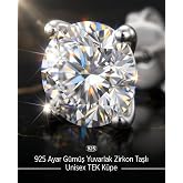 Lunexa 925 Ayar G&uuml;m&uuml;ş Yuvarlak Zirkon Taşlı &Ccedil;ivi K&uuml;pe Unisex Minimal K&uuml;pe 3 mm 4 mm 5 mm 6 mm 7 mm Parlak Taş Antialerjik Kli