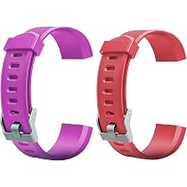 Junerain Ersatzarmbänder Für ID115plus HR Smartwatch – 2 Stück, Verstellbar, Schwarz Und Violett