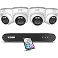 ZOSI 8CH 5MP PoE CCTV Camera System, 2.5K 8 Channel H.265+ PoE NVR and 4X 4MP Outdoor PoE Security Cameras, Human Detection, Remote Access, Built-in 2TB HDD, 24/7 Recording