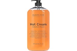Majestic Pure Anti Cellulite Cream, 87% Organic Fat Burner Cream, 9 Oz - Tight Muscles & Joint and Muscle Pain, Natural Cellulite Treatment - Soothes, Relaxes, and Tightens Skin