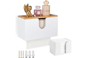 EFUTURETIME Handtuchspender Satz für Papierhandtücher aus Bambus, Papierhandtuchspender Wand+ Klein Taschentücher Box | 27.5x16x13cm + 12x6.8x8.5cm, für H2 Papierhandtücher, Servietten, Weiß