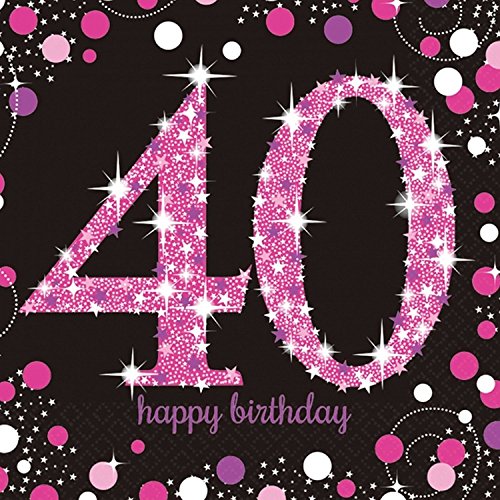 Komplette FesteFeiern® Dekoration zum 40. Geburtstag | Geburtstags Deko 40 | 31 Teile pink schwarz violett mit Luftballon | Party Deko Set happy birthday 40 - 5
