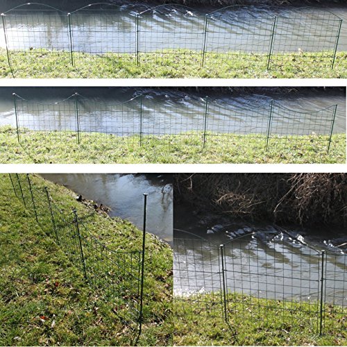 Teichzaun Komplett Set - Ober oder Unterbogen wählbar - Metall Gartenzaun grün Teich Zaun Set Gitterzaun Zaunmatten 5 Elemente