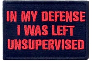 EMBTAO En me défendant, je n'étais pas supervisé Brodé Crochet et boucle d'attache Patch, Rouge et noir