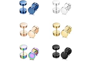 Epoch World 6 par ze stali nierdzewnej okrągłe srebrne złote obręcze zatyczki do sztangi wkręty kolczyki mężczyźni kobiety klips na fałszywe wskaźniki kolczyk 8 mm