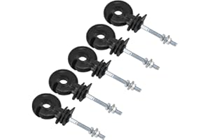 AUSLA 100 Set di Isolatori per Recinto Elettrico Nero, Isolante Ad Anello Avvitabile, Isolante per Recinto Elettrico Anti-intemperie, per Sostituzione per Recinto Elettrico M5