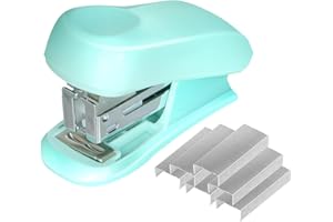 RUIBOW Stapler and Staples Set Portable Mini Stapler Effortless Small Stapler with 1 Box of 400 Staples Stapler 2-25 Sheet Capacity Desktop Stapler for Binding Various Books and Documents (Blue)