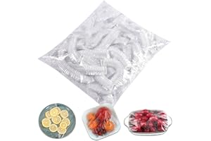 FANGBOJIE 100 Stück Frischhaltebeutel, Frischhaltefolie mit Gummizug kitchen, Elastische Abdeckhauben für Lebensmittel, Wiederverwendbare Frischhaltebeutel Kunststoff, Versiegelungsbeutel, Duschhaube