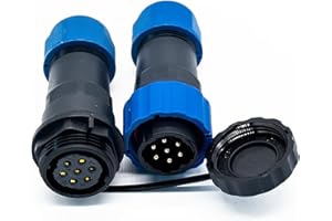 Elecbee 7 Pin Aviation Connector SP21 Series Waterproof Circular Male Plug & Female Socket Connector In-Line Type IP68 Butt Industrial Connector with Cap for Outdoor Industrial Devices Power Signal