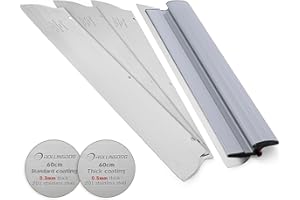 ROLLINGDOG Drywall Skimming Blade Set, 24 Inch/60cm Plastering Spatula for Speed Skim, 2pcs 0.5mm + 2pcs 0.3mm Stainless Steel Blades, Smoothing Spatula Tool for Large Working Area