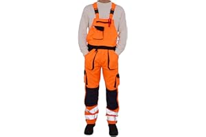 LABEL APPAREL Men's Hi Vis Bib & Brace Workwear Dungarees Adjustable Straps Work Dungarees For Men, Size- S to 3XL
