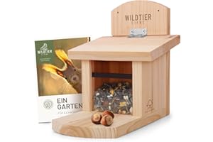 wildtier liebe Eichhörnchen Futterhaus wetterfest I aus verschraubtem Massiv-Holz Futterstelle I Futterstation Eichhörnchen Kobel, Eichhörnchenhaus