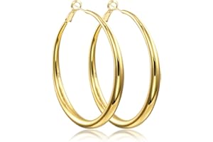 EXGOX Sterling Silber Ohrringe für Damen Hypoallergen 925 Ohrringe Creolen Gold Ohrringe Creolen Groß Silber Creolen Leichte (30/40/50/60/70MM)
