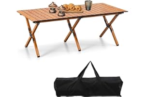 BOOSDEN Table de camping pliante en aluminium, 120 x 60 cm, table de pique-nique enroulable, table pliable de 1,2 m, table de 4 à 6 personnes avec sac de transport pour jardin, extérieur, barbecue,