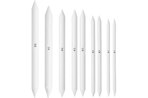 MEMOFYND Confezione da 9 matite artificiali, Blender Stumps, strumento da disegno per schizzi, strumenti per la matita, per artisti, studenti, principianti (bianco)