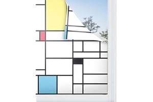 Panorama Vinilo para Ventanas Mondrian 60x100 cm - Lámina Translúcida para Cristal - Pegatina Privacidad - Válido para Ducha - Decoración