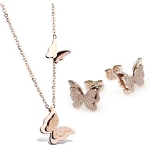 Kim Johanson Schmuckset „Butterfly“ – Halskette, Ohrringe & Armreif In Roségold, Mit Zirkonia