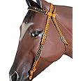 HILASON Orange Black Horse Bridle Headstall Flat Braided Paracord | Headstall for Horses | Western Headstall | Horse Headstalls Western