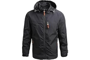 MGSFGlk Giacca Antipioggia Uomo Antivento Impermeabili Leggera Giacca da Pioggia con Cappuccio Casual Sportivo Leggero Trench Chiusura con Zip Outdoor Corsa per Sport