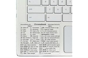 SYNERLOGIC Chrome OS Reference Keyboard Shortcut Sticker - No-residue Vinyl - Size 3"x2.4" for any brand Chromebook Laptop running Chrome OS (Clear, Pack of 5)