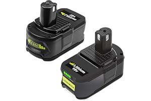 2X P108 FUNMALL 18V 5.0Ah pour Ryobi Batterie 18V RB18L50 RB18L40 RB18L25 RB18L15 P108 P107 P105 P104 Batterie pour Ryobi avec LED