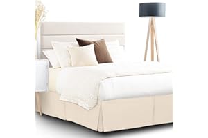 FASCINATDECO Gonna da Letto a Pieghe, Gonna da Letto a Ribalta da 35 cm, Mantovana Giroletto a Volant in Morbida Microfibra Spazzolata, Gonna da Letto con angoli divisi (Beige,137x190 cm)