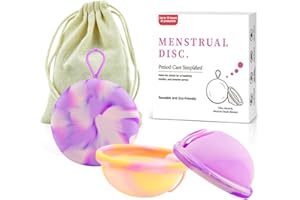IXYHKB 2 Stück Menstruationsscheibe, Wiederverwendbare Menstruationstasse, Auslaufsicher Menstruationstasse, Periodenscheibe aus Silikon, Menstrual Cup für Sport, Schwimmen und Intimität (S+L)
