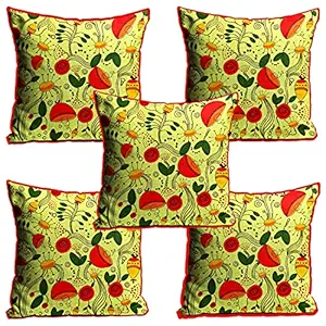 DreamVio Jute Exclusive Decorative Throw/Pillow Covers, Cushion Covers for Living Room, Bed Room, Sofa,Chairs Pack/Set of 5 (Multicolour, Size 12 x 12 Inches)