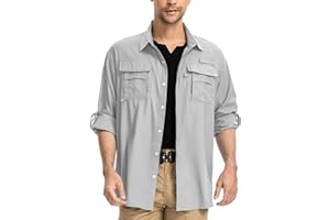 yeyity Chemise d'extérieur à manches longues pour homme UPF50+ Protection UV Safari Chemise respirante Chemise de loisirs Chemise fonctionnelle à séchage rapide pour randonnée, pêche, trekking