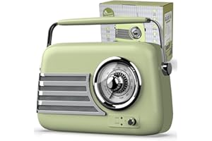 UK TECHNOLOGY LTD Radios Mains and Battery, Portable Radio FM/Bluetooth, Bluetooth Radio & Rechargeable, Portable Radios Mains and Battery, Large Dial Simple To Use For Elderly, 87.5-108MHz (Green)