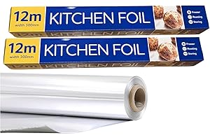 NCS35® Kitchen Aluminum Foil Roll (300MM x 12M, 2-Pack) | Premium Kitchen Foil for Wrapping, Grilling, BBQ & Cooking | Durable Silver Foil for Sandwiches, Burgers, Pizza & More (Packaging May Vary)