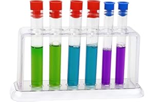 JODSEN 6 Pcs Test Tube,Clear Test Bottle Rack,100ml Capacity Transparent Sealing Candy Storage Container Tube with Lids,Test Tube Holder,Centrifuge Tubes for Bath Salt Vials, DIY Craft (Shape A)