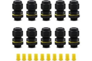 PG9 Kabelverschraubung Set, HUYU wasserdichte IP68 verstellbare Kabel Steckverbinder, wasserdichter Stecker für Box, verstellbar Kabel Stopfe mit Gegenmutter für 4-8 mm Kabel, 10 Stück
