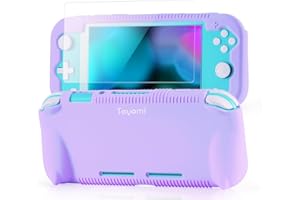 Teyomi Case for Nintendo Switch Lite, Silicone Protective Case with Screen Protector, 4 Pieces Joystick Caps and Game Card Slots, Case Skin with Stable, Shock-Absorbing and Scratch-Resistant Design