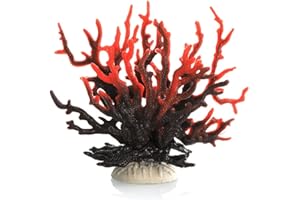 Hapihom Piante artificiali per acquario, simulazione ornamento in silicone artificiale corallo albero mare acquario acquario acquario decorazione paesaggistica nero rosso