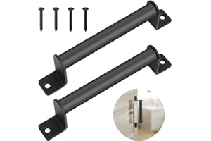 QJKEJI 2 Pcs Tirador Puerta Corredera, Tiradores Puertas Correderas, Tirador de Puerta, Manijas para Puerta de Granero Negros, Manijas de Puerta para Interiores Exteriores Garajes Armarios Puerta Madera