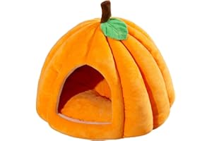 SALYEELULY Pumpkin Cat House | Cat Igloos Beds and Sofa Cat Caves | Pumpkin Indoor Kennel with Detachable Cushion Kitten Bed | Comfortable Pet Cave Bed for Indoor Cats, Small Dogs