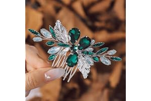 IYOU Peine para el pelo de novia con cristales verdes, accesorios para el cabello para mujer