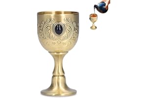 Agatige 30ml Verre Calice Vintage, Relief Fait Main Court Gobelet Vin Kings Royal Calice Saint Calice Doré Gobelets Royaux Médiévales Laiton Vintage Calice Doré, Pour Bar Restaurant Décoration Maison