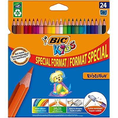 BIC 9375161 Kids Evolution Ecolutions Pack de 24 Crayons de Couleur