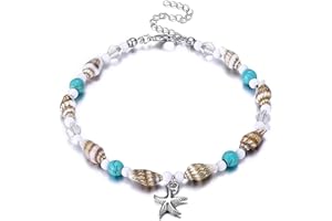 BelleVive Puka Coquillage Bracelet de Cheville pour Femme, Été Naturel Kauri Bracelet de Cheville Ajustable, Bijoux de Coquillage de Plage Hawaïen Boho Fait à la Main pour Femmes Cadeaux d'été