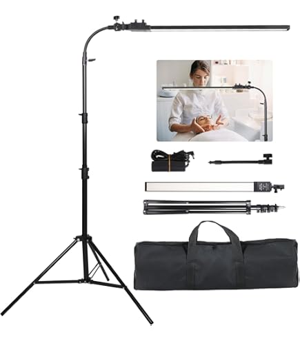 tectake® Profi Fotostudio Set 1x Studioleuchte Kamera Alu Stativ inkl. LED Beleuchtung, Softbox, Tasche, für natürliches Licht, Zubehör für Streaming, Foto, Selfie, Video, Webcam, Indoor und Outdoor