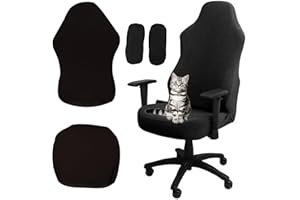 Yixinly Copertura Sedia Gaming, 4 Pezzi Copri Sedia Gaming Coprisedia, Tessuto di seta di Latte Copri da Ufficio Copri Poltrona per Sedie da Computer Gioco (Nero)