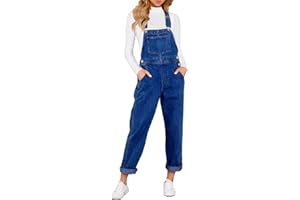 Vetinee Womens Classic Adjustable Straps Pockets Denim Bib Overalls Jeans Pants Jumpsuits